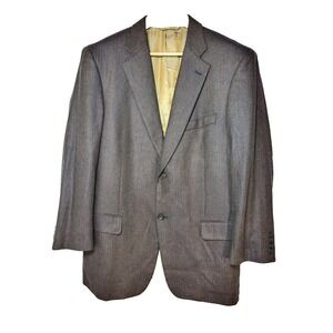 Ibiza Argo Silk Wool Blue Gold Herringbone 2 Button Single Breasted Blazer 42R